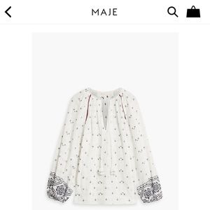 Maje Ibiza Collection Lolipa Embroidered Three Quarter Sleeve Top